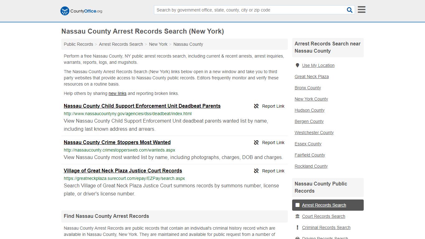 Nassau County Arrest Records Search (New York) - County Office