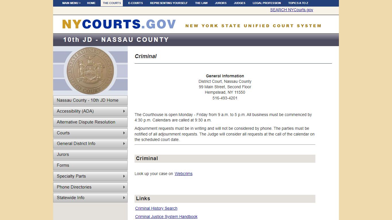 District Criminal - Nassau - 10th JD | NYCOURTS.GOV - Judiciary of New York